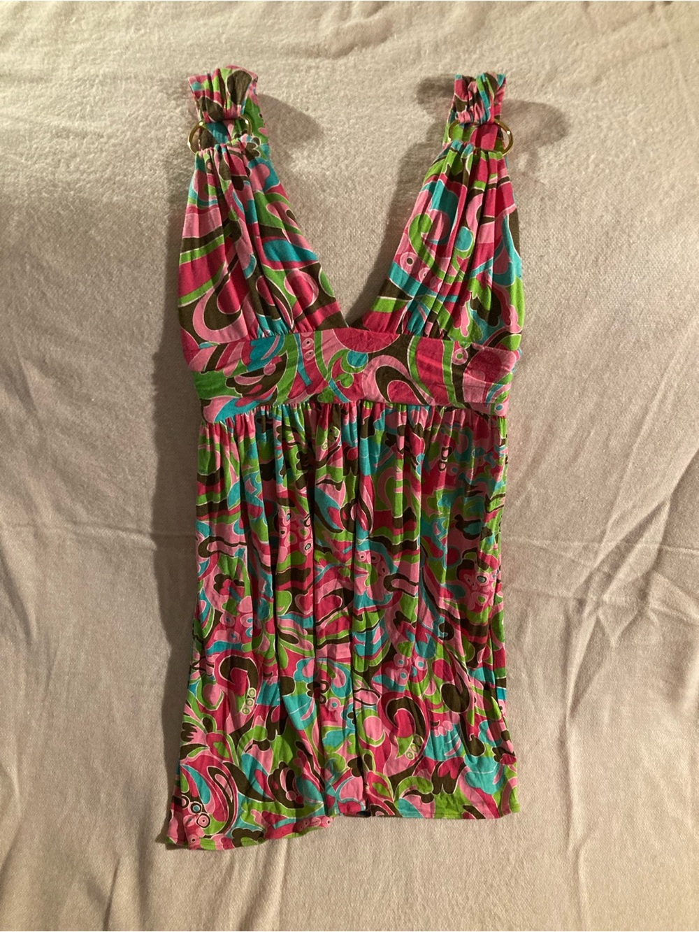 Milly Pink Green Blue Patterned Mini Dress